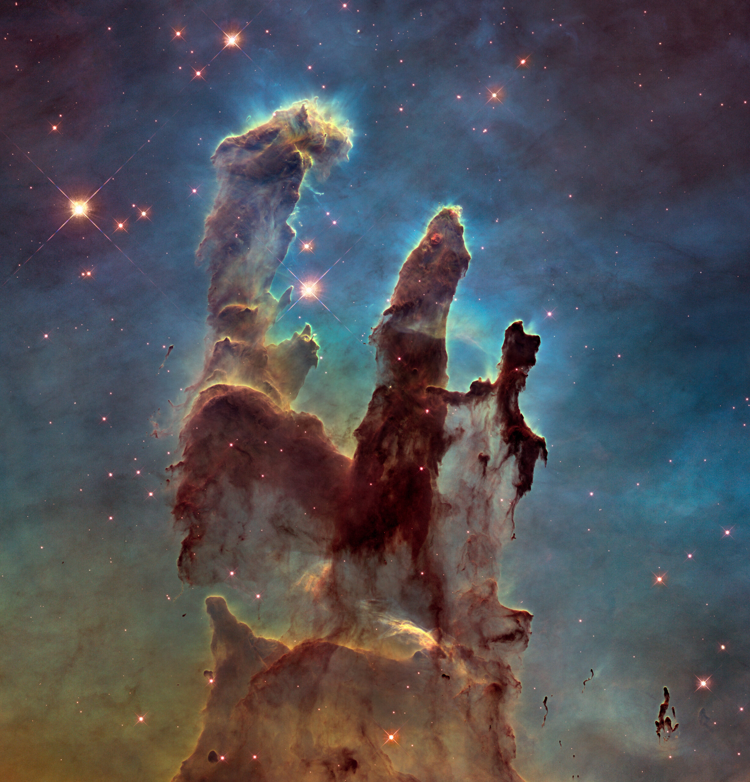 Pillars of Creation — visible light, Hubble 2014